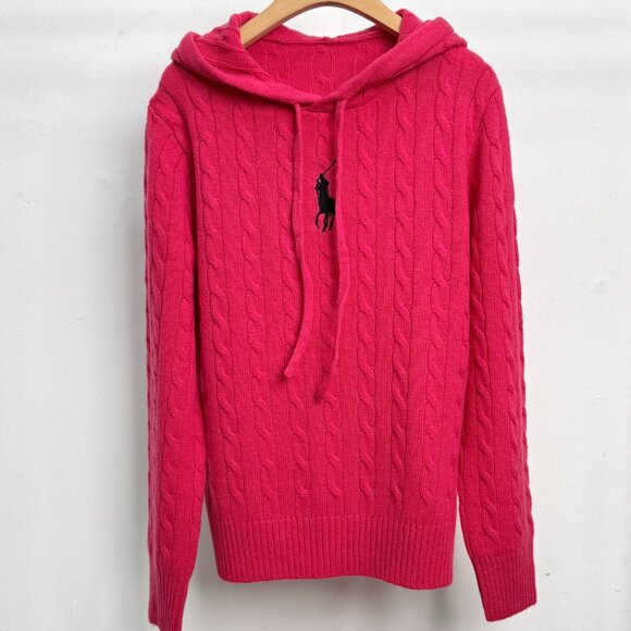 Polo by Ralph Women's fuchsia hooded wool sweater - Picture 3 of 4